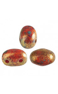 Les perles par Puca® Samos kralen Opaque light coral gold spotted  93400/65322